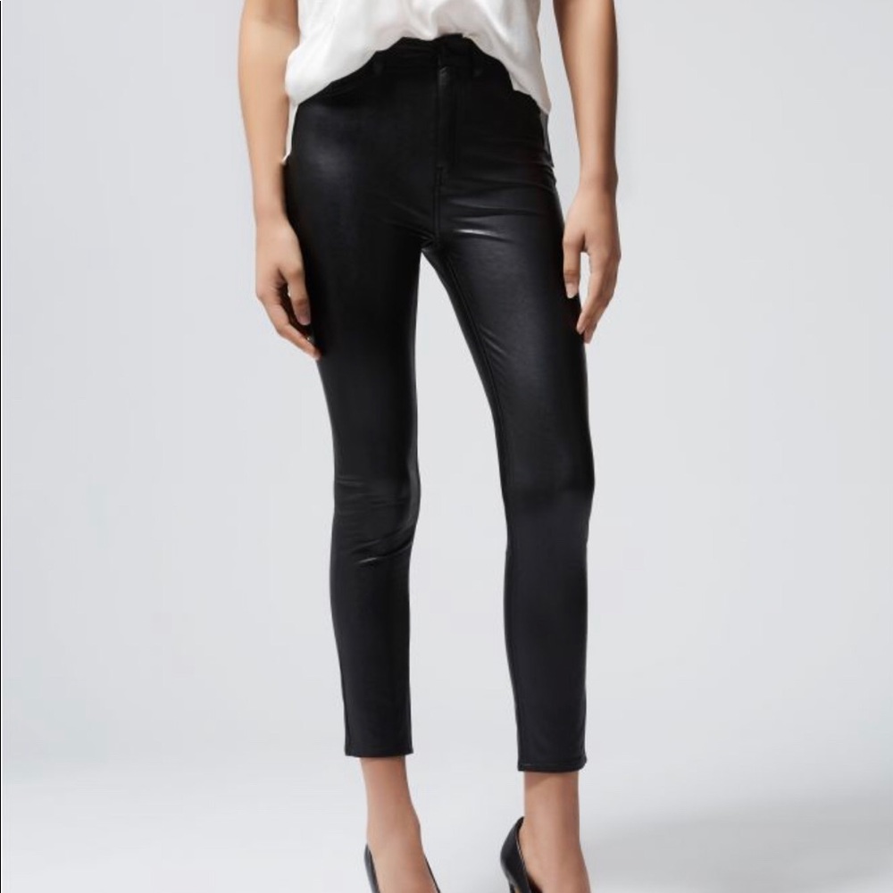 The Kooples Fitted jean-style black leather pants